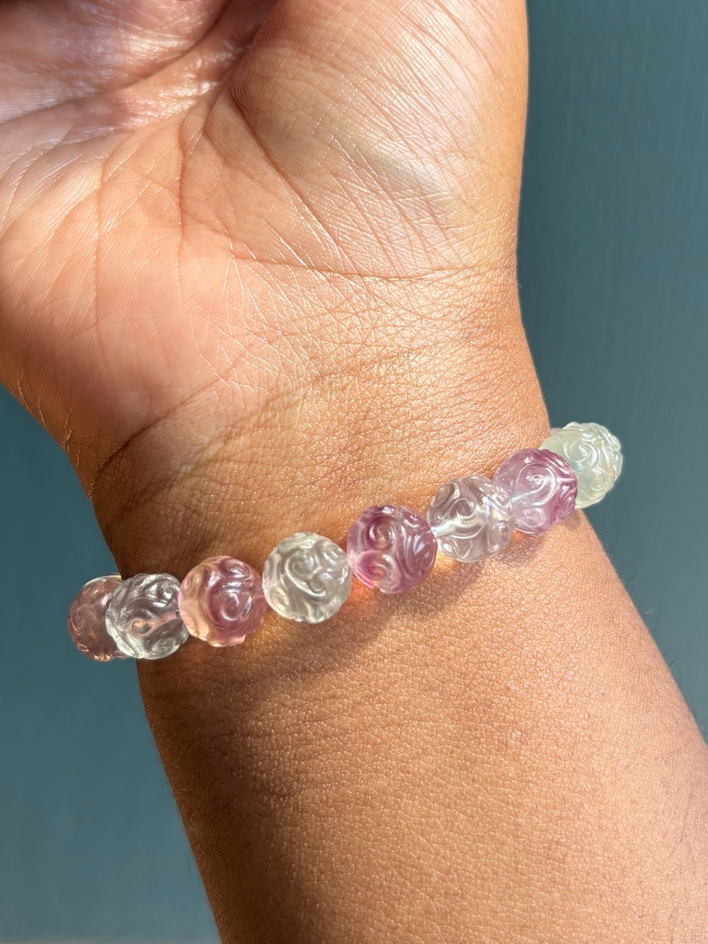 Pastel Fluorite Lucky Cloud Crystal Charm Bracelet 11mm - Picture 8 of 11